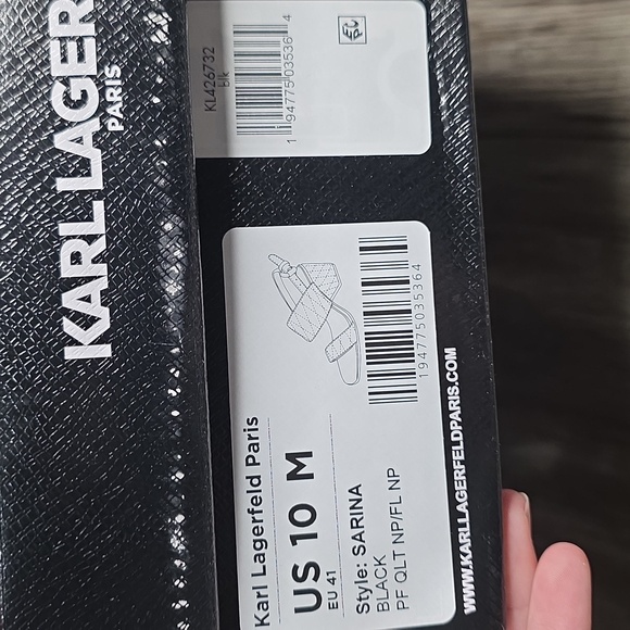 Karl Lagerfeld Sarina Quilted Open Toe Kitten Heeled Sandal - Picture 3 of 7